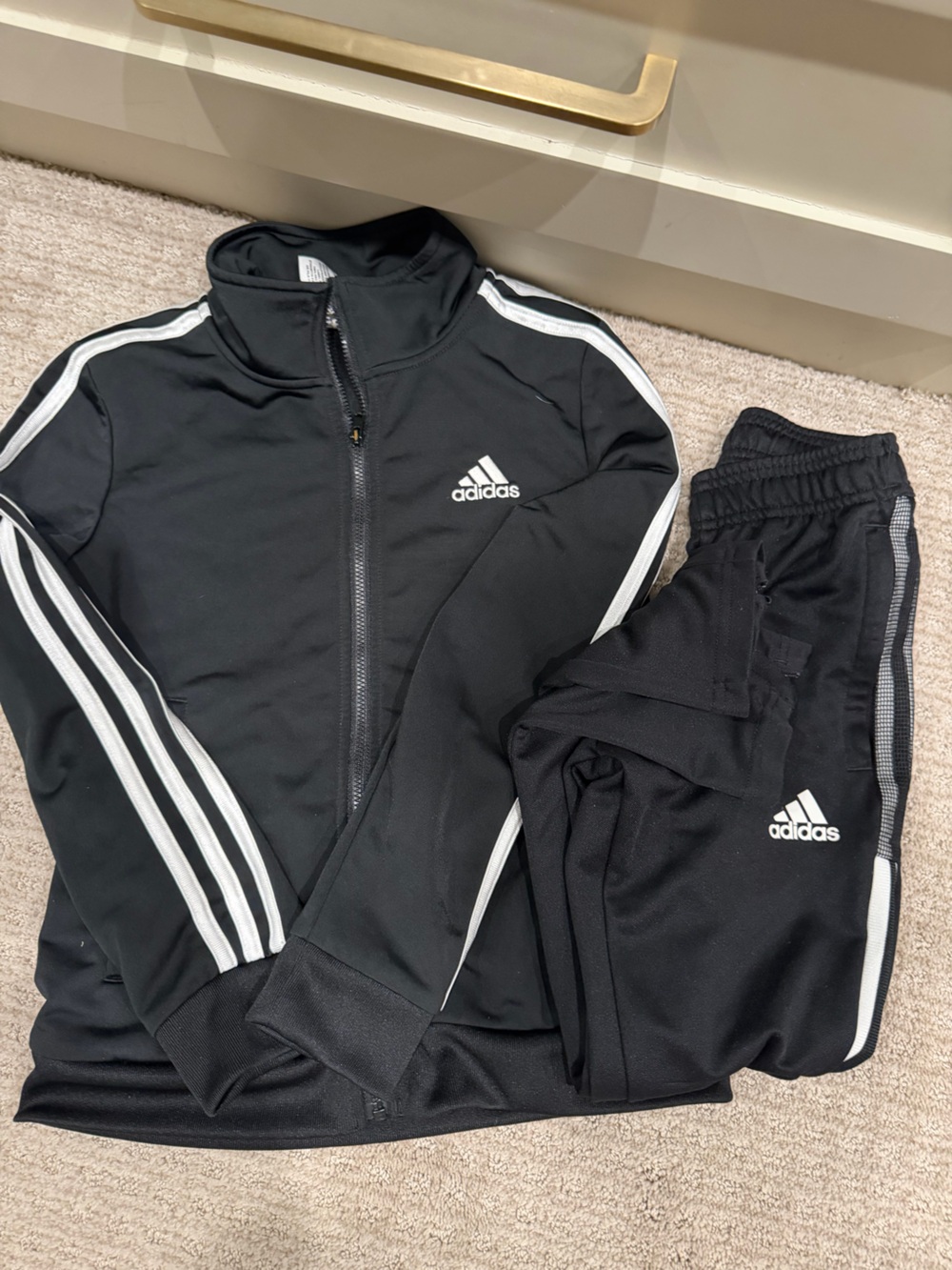 adidas Black Kids Sweatpants & Joggers with White Stripes
